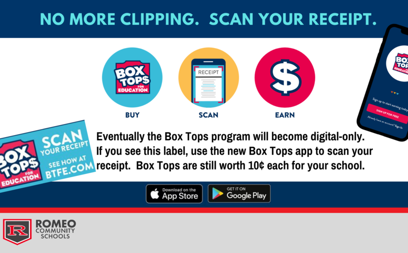 New Box Tops for Education - no more clipping. Scan your receipt with the Box Top app. Boxtops worth 10 cents each for your school