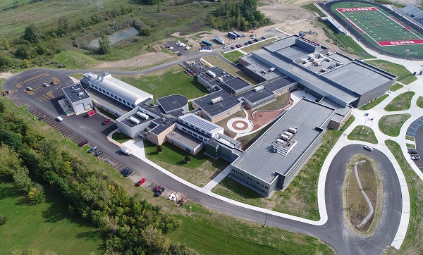 Aerial view of new high school campus